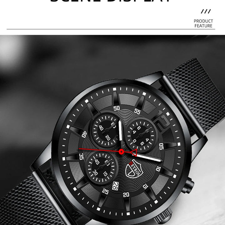 DEYROS Mens Fashion Minimalist Watches Men Business Casual Quartz Watch Simple Male Stainless Steel Mesh Band Clock Reloj Hombre