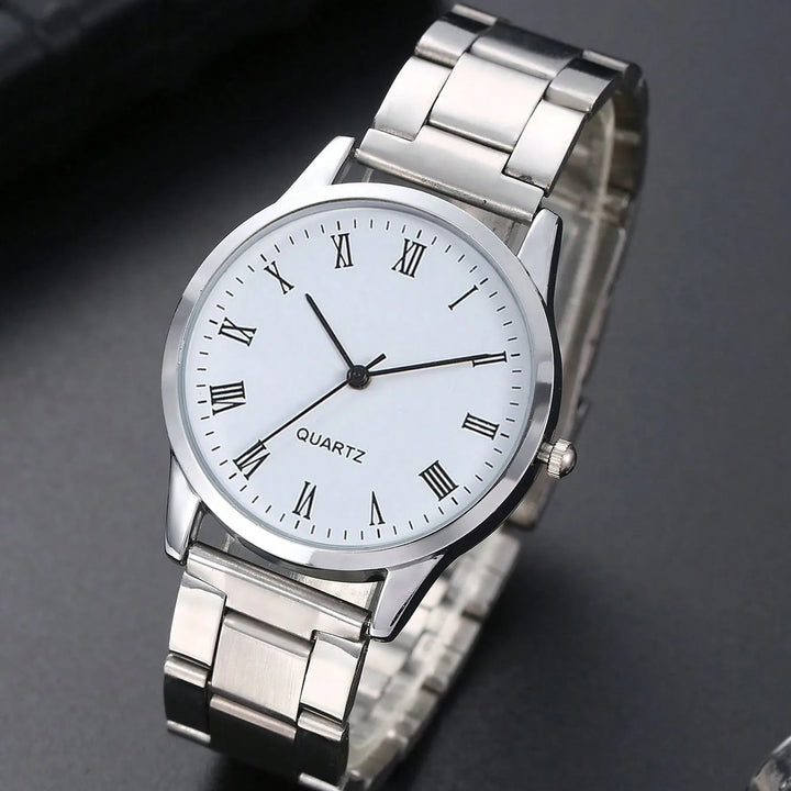 2PCS minimalist alloy Roman Men and women quartz expression pair watch set as a gift for lovers