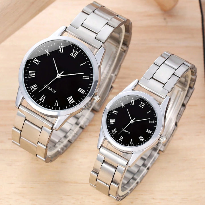 2PCS minimalist alloy Roman Men and women quartz expression pair watch set as a gift for lovers