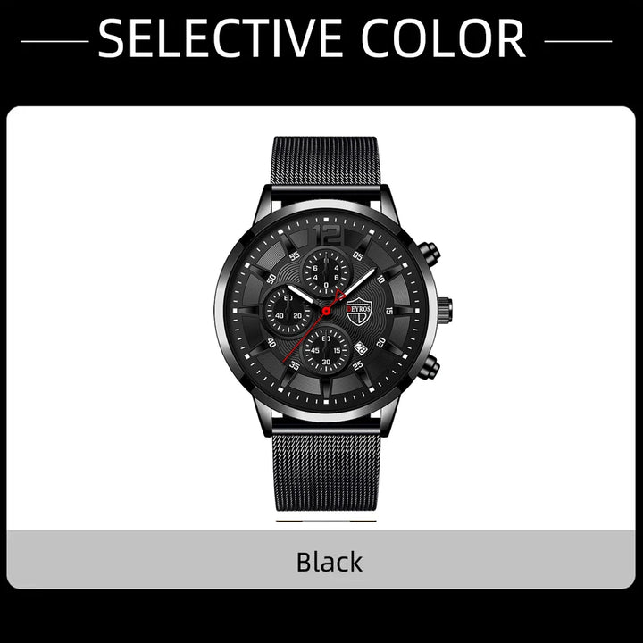 DEYROS Mens Fashion Minimalist Watches Men Business Casual Quartz Watch Simple Male Stainless Steel Mesh Band Clock Reloj Hombre