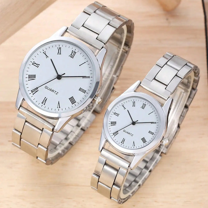 2PCS minimalist alloy Roman Men and women quartz expression pair watch set as a gift for lovers